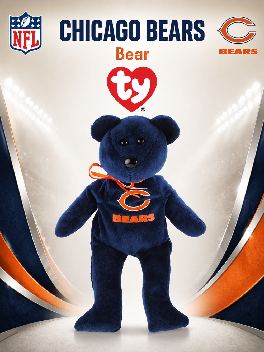 Ty Beanie Babies CHICAGO BEARS Bear RETIRED NEW